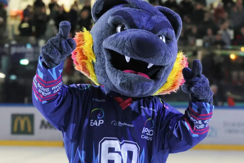 Mascotte des Brûleurs de Loup, équipe de hockey sur glace pour illustrer la formation en Sport de EAP